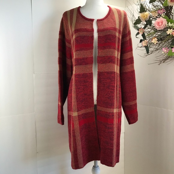 Catherines Sweaters - Catherines red plaid knit cardigan 2X  new
